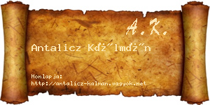Antalicz Kálmán névjegykártya